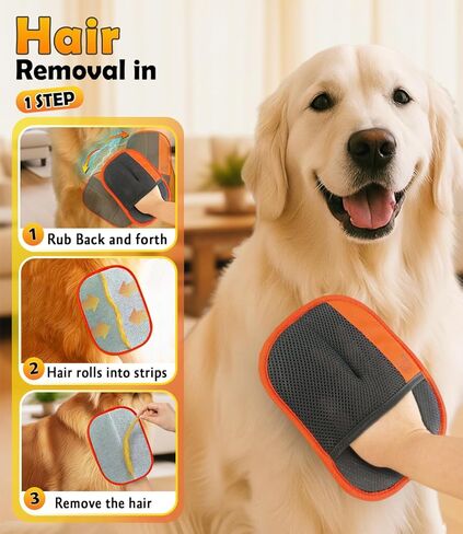 Pet Hair Removal Glove | Soft Grooming Brush for Dogs & Cats | Massage Tool | Easy Hair Removal for Furniture and Clothes | Reusable Pet Hair Remover for Couch, Carpet & Car Seats 1PCS in Kuwait