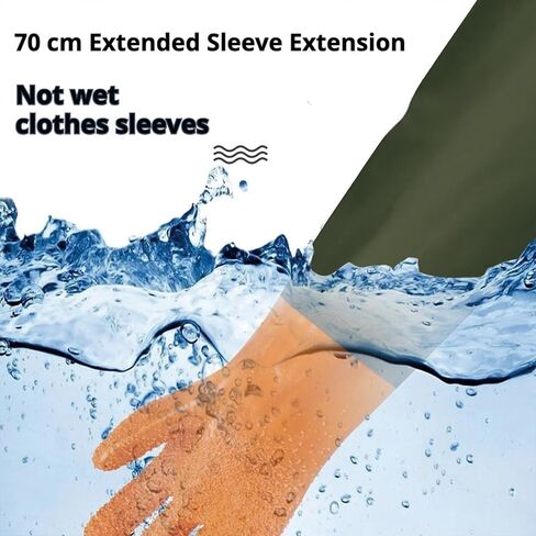 YOFANG Pet Grooming Gloves for Washing Dogs & Cats, 27.6" Extra Long Waterproof Rubber Bath Gloves, Anti-Bite Anti-Scratch Hair Removal Cat Bath Glove with Soft 3500+ Particles, Orange/Green in Kuwait