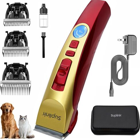 Dog Clippers for Grooming Thick Heavy Coats, Professional 2-Speed Pet Hair Trimmers, Cordless Rechargeable Dog Grooming Kit with 4 Interchangeable Stainless Steel Blades (1/3/6/9mm), Low Noise Shaver in Kuwait