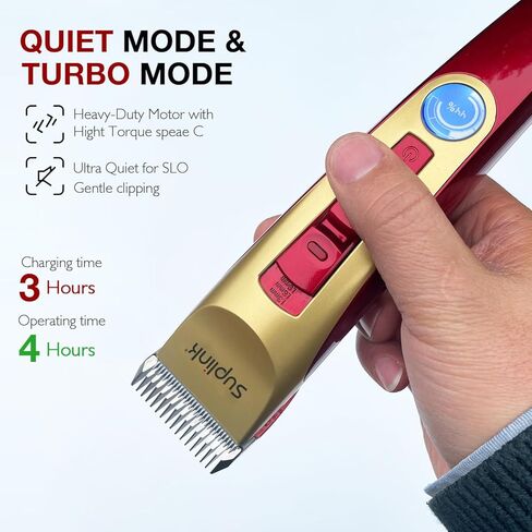Dog Clippers for Grooming Thick Heavy Coats, Professional 2-Speed Pet Hair Trimmers, Cordless Rechargeable Dog Grooming Kit with 4 Interchangeable Stainless Steel Blades (1/3/6/9mm), Low Noise Shaver in Kuwait