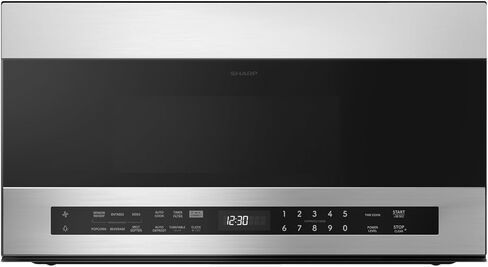 فرن ميكروويف SHARP SMO1759JS ذكي فوق النطاق مع قرص دوار دائري مقاس 13.6 بوصة، 30 بوصة، 1.7 قدم مكعب، 1000 وات، مروحة 300CFM، مستشعر للطهي، متوافق مع Alexa، زجاج أسود من الحافة إلى الحافة in Kuwait