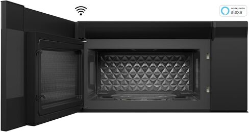فرن ميكروويف SHARP SMO1759JS ذكي فوق النطاق مع قرص دوار دائري مقاس 13.6 بوصة، 30 بوصة، 1.7 قدم مكعب، 1000 وات، مروحة 300CFM، مستشعر للطهي، متوافق مع Alexa، زجاج أسود من الحافة إلى الحافة in Kuwait