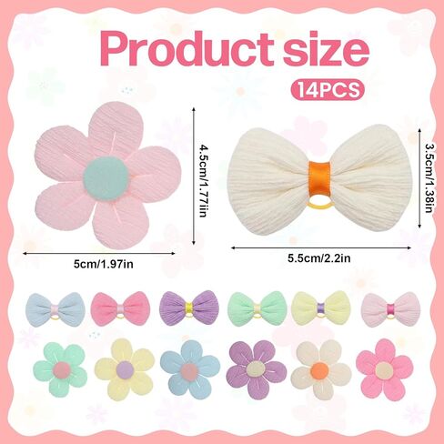 14 PCS Puppy Bows for Dogs Girls, Dog Hair Bows with Rubber Bands, Small Dog Bow Hair Ties for Yorkie Maltese Pet Cat in Kuwait