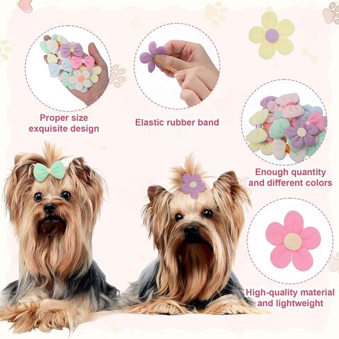 14 PCS Puppy Bows for Dogs Girls, Dog Hair Bows with Rubber Bands, Small Dog Bow Hair Ties for Yorkie Maltese Pet Cat in Kuwait