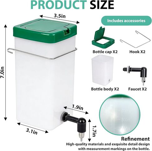 2 حزمة زجاجة مياه أرنب، 32oz زجاجة مياه الحيوانات الصغيرة للقفص، موزع مياه بلاستيكي من الدرجة الغذائية للحيوانات الأليفة الصغيرة/الأرنب/الأرانب/خنازير غينيا/خنازير غينيا/النمس/الهامستر/خنزير غينيا/شينشيلا/الماوس in Kuwait