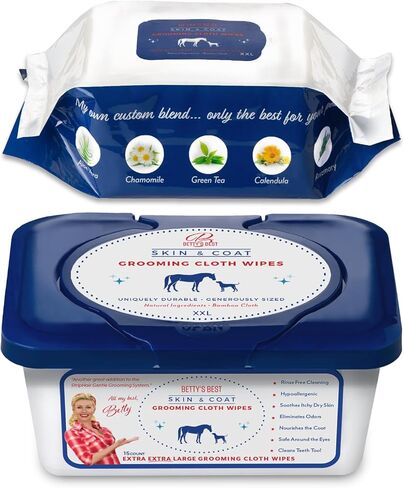 StripHair Bamboo Cloth Wipes Extra Large Reusable 12x12in for Dog Pet Horse Grooming Coat Care and All Purpose, 2 Packs /30 Count with Dispenser in Kuwait