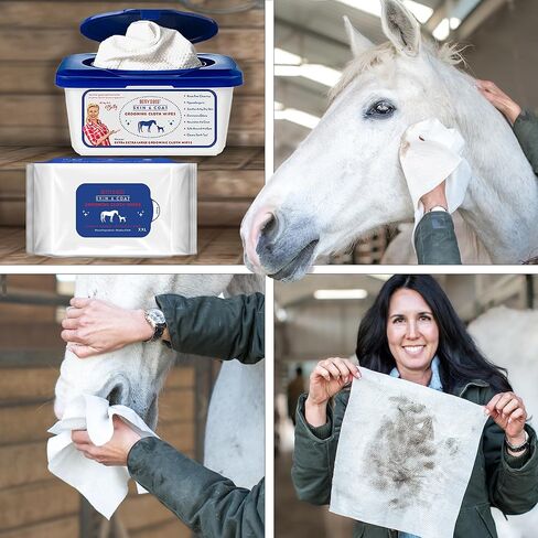 StripHair Bamboo Cloth Wipes Extra Large Reusable 12x12in for Dog Pet Horse Grooming Coat Care and All Purpose, 2 Packs /30 Count with Dispenser in Kuwait