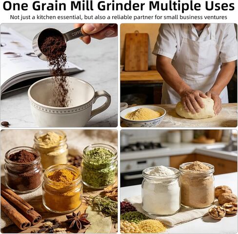 750g Grain Mill Grinder, 2000W High Speed Wheat Grinder for Making Flour, Stainless Steel Countertop Grain Mill Flour Suitable for Coffee Beans, Pepper, Dry Spice in Kuwait