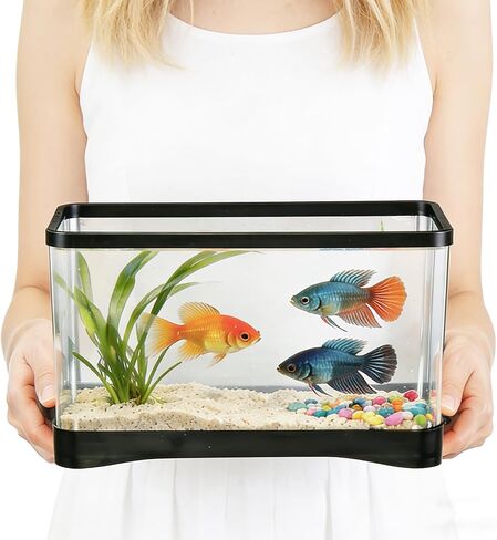 2 Gallon Plastic Rectangular Fish Tank, Large Clear Shatterproof Aquarium for Betta Fish Reptiles Succulents Flower Centerpiece, Fish Terrarium for Centerpiece Home Office Desktop Decors Gift in Kuwait