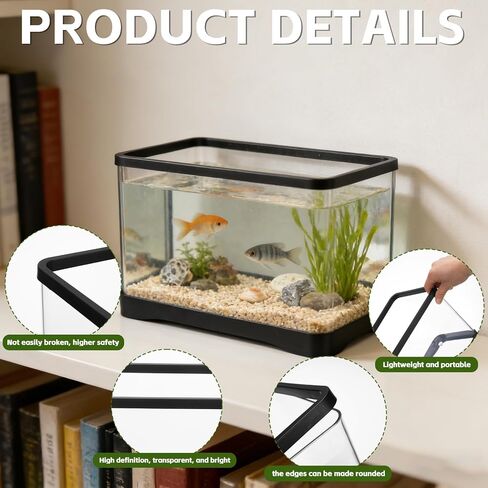 2 Gallon Plastic Rectangular Fish Tank, Large Clear Shatterproof Aquarium for Betta Fish Reptiles Succulents Flower Centerpiece, Fish Terrarium for Centerpiece Home Office Desktop Decors Gift in Kuwait