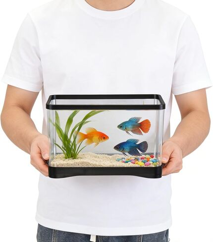 2 Gallon Plastic Rectangular Fish Tank, Large Clear Shatterproof Aquarium for Betta Fish Reptiles Succulents Flower Centerpiece, Fish Terrarium for Centerpiece Home Office Desktop Decors Gift in Kuwait