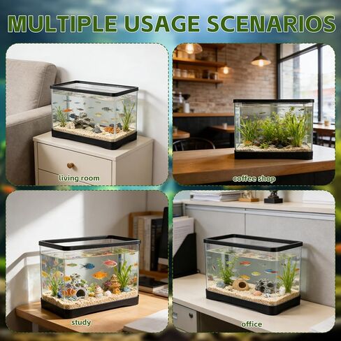 2 Gallon Plastic Rectangular Fish Tank, Large Clear Shatterproof Aquarium for Betta Fish Reptiles Succulents Flower Centerpiece, Fish Terrarium for Centerpiece Home Office Desktop Decors Gift in Kuwait