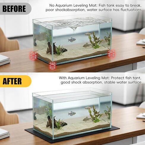 TEHAUX 2PCS حوض السمك التسوية حصيرة، 30 × 15 بوصة النيوبرين عدم الانزلاق وسادة خزان الأسماك للصدمات، 0.2 "سمكة قاعدة خزان للماء وسادة للأسطح غير المستوية، الأرض وسطح المكتب حامي (أسود) in Kuwait