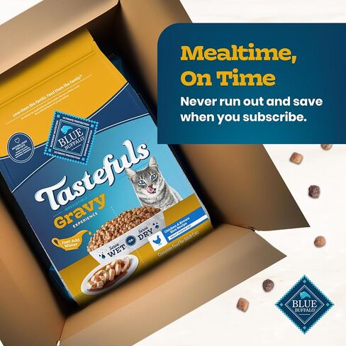 Blue Buffalo Tastefuls Irresistible Gravy Experience Chicken & Brown Rice Recipe Dry Indoor Cat Food for Adult Cats, Deliciously Healthy Natural Cat Food, Supports Digestion & Coat Health, 3 lbs. in Saudi Arabia