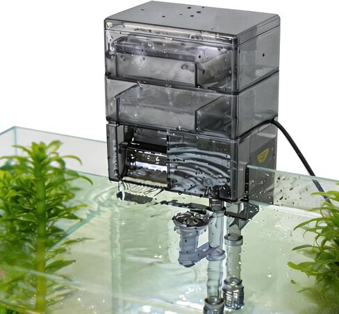 External Hang-On-Back Aquarium Filter Trickle Box Wet/Dry HOB Filter with 3-Stage Filtration Pump for Small Fish Turtle Tank in Kuwait