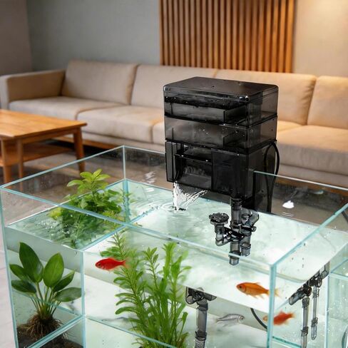 External Hang-On-Back Aquarium Filter Trickle Box Wet/Dry HOB Filter with 3-Stage Filtration Pump for Small Fish Turtle Tank in Saudi Arabia