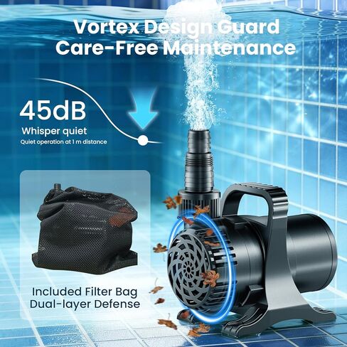 مضخة مياه OYO Water 175W 3000 GPH، مضخة مياه غاطسة عالية التدفق للخدمة الشاقة للبرك الكبيرة والنوافير والشلالات، فائقة الهدوء، للاستخدام الغاطس والمضمن، سلك طاقة بطول 20.3 قدم، يتضمن حقيبة فلتر in Kuwait
