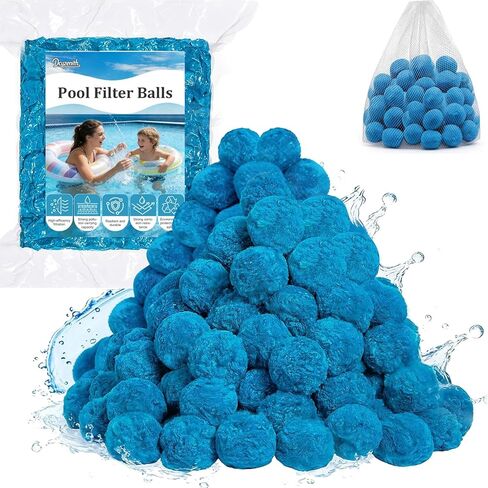 3.1 lbs Pool Filter Balls for Sand Filter Pump, Reusable Eco-Friendly Sand Filter Media for Above Ground Pools, Aquariums, Fish Tanks, Replaces 100 lbs Pool Filter Sand, Blue in Kuwait