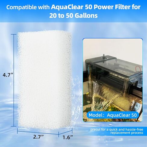 مجموعة من 6 وسادات إسفنجية بديلة من AQUANEAT، حشوة إسفنجية لحوض السمك متوافقة مع AquaClear 50، وسائط فلتر خزان الأسماك in Kuwait