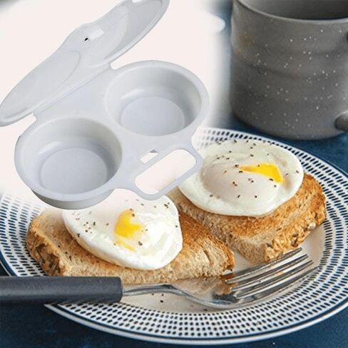 Single Microwave Egg Cooker - 2-Cup Round Steamer for Light And Fluffy Omelets & Ideal Boiled Eggs - Safe Plastic, Dishwasher Friendly - Fast Breakfast Option for Home Or Office in Kuwait
