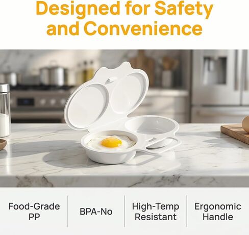 Single Microwave Egg Cooker - 2-Cup Round Steamer for Light And Fluffy Omelets & Ideal Boiled Eggs - Safe Plastic, Dishwasher Friendly - Fast Breakfast Option for Home Or Office in Kuwait
