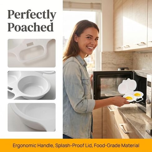 Single Microwave Egg Cooker - 2-Cup Round Steamer for Light And Fluffy Omelets & Ideal Boiled Eggs - Safe Plastic, Dishwasher Friendly - Fast Breakfast Option for Home Or Office in Kuwait