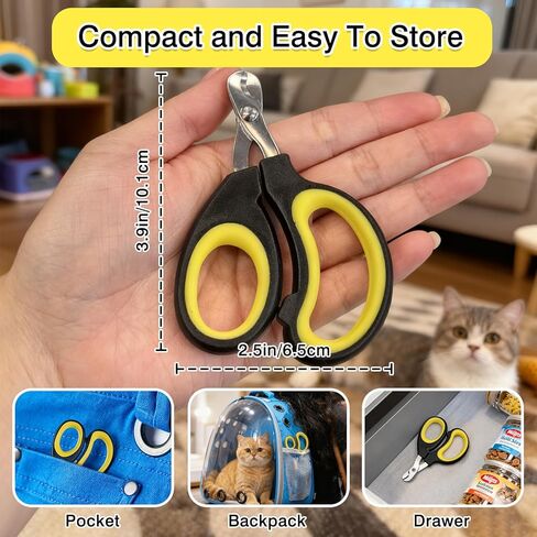 Professional Cat & Small Pet Nail Clippers Set, Safe Stainless Steel Claw Trimmers for Indoor Cats, Kittens, Small Dogs, Birds & Rabbits (2-Pack) in Kuwait