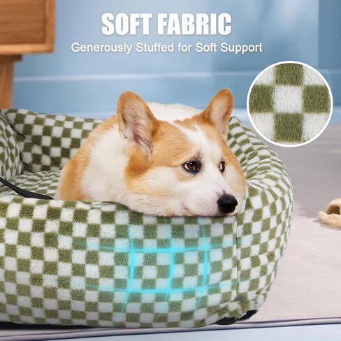 Dog Car Seat for Small Dogs,Medium Dog Car Bed with Detachable Washable Cover,Pet Puppy Booster Cars Seats with Safety Belt Up to 30 lbs(Grid Green) in Kuwait