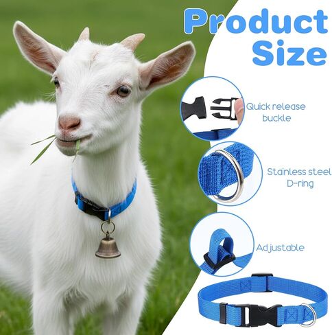 4 Pack Goat Collars with Bells, Sheep Grazing Copper Bells and Adjustable Nylon Collar Set, Loud Bronze Bell for Find Your Farm Animals Fast, Suitable for Small Farm Animal Sheep Goat Cow Accessories in Kuwait