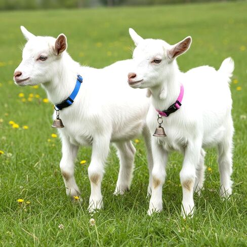 4 Pack Goat Collars with Bells, Sheep Grazing Copper Bells and Adjustable Nylon Collar Set, Loud Bronze Bell for Find Your Farm Animals Fast, Suitable for Small Farm Animal Sheep Goat Cow Accessories in Kuwait