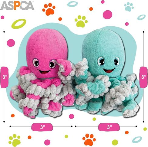 ASPCA 2-حزمة من ألعاب الأخطبوط الفخمة للكلاب مع مصدر صرير - ألعاب تفاعلية تصدر صريرًا وشدًا مع أرجل بنجي، قطيفة ناعمة محبوبة للجلب والسحب ووقت اللعب in Kuwait