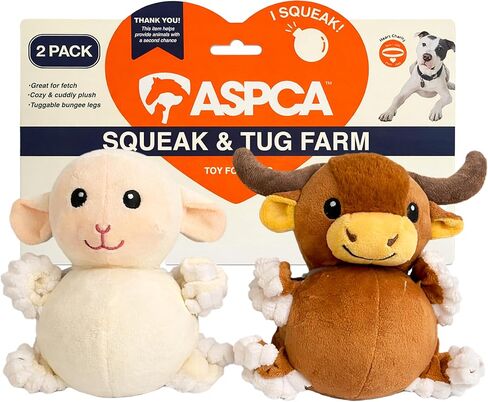 ASPCA 2-حزمة من ألعاب الأخطبوط الفخمة للكلاب مع مصدر صرير - ألعاب تفاعلية تصدر صريرًا وشدًا مع أرجل بنجي، قطيفة ناعمة محبوبة للجلب والسحب ووقت اللعب in Kuwait