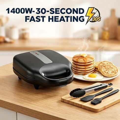 1400W Electric Arepa Maker with Non-Stick Coating, Tostiarepa & Mini Pancakes Maker - Includes Brush, Spatula & Tongs in Kuwait