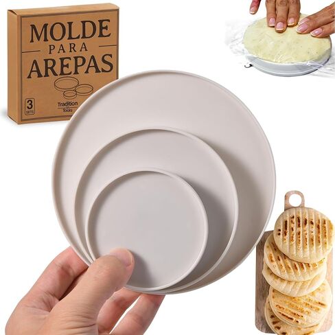 Stainless Steel Molde para Arepas with Gift Box – Premium Food Grade Material - Double Size (5.9" & 4.3") and Double Thickness (0.35" & 0.2") for Perfect Arepas Colombianas, Tortillas, Gorditas in Kuwait