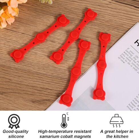 4pcs Silicone Clips for Air Fryer Magnets, Creative Integrated Design Baking Paper Holder Reusable Kitchen Accessories to Avoid Paper Burns (Red) in Kuwait