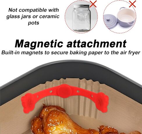 4pcs Silicone Clips for Air Fryer Magnets, Creative Integrated Design Baking Paper Holder Reusable Kitchen Accessories to Avoid Paper Burns (Red) in Kuwait