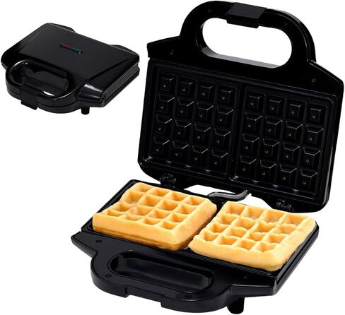 2-Slice Waffle Maker with Non-Stick Plates, Compact Mini Waffle Iron for Quick Homemade Waffles — Easy-Clean Small Kitchen Appliance, 700 W, Black in Kuwait