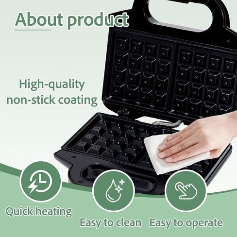 2-Slice Waffle Maker with Non-Stick Plates, Compact Mini Waffle Iron for Quick Homemade Waffles — Easy-Clean Small Kitchen Appliance, 700 W, Black in Kuwait