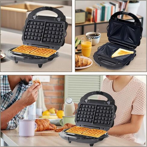 2-Slice Waffle Maker with Non-Stick Plates, Compact Mini Waffle Iron for Quick Homemade Waffles — Easy-Clean Small Kitchen Appliance, 700 W, Black in Kuwait