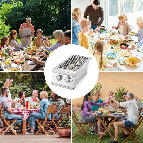 Hygrill 24,000BTU موقد غاز البروبان السائل مزدوج الجانب، مدمج في شعلات جانبية مزدوجة للشواء للمطبخ في الهواء الطلق، جزيرة شواء خارجية in Kuwait