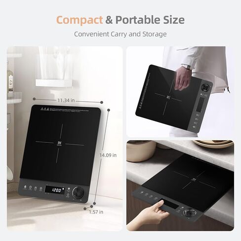 Induction Cooktop,Zopehan Single Portable Induction Cooker Countertop Burner For Cooking,8 Power Levels&8 Temp Setting,3-Hour Timer Child Safety Lock in Kuwait