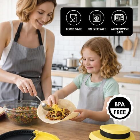 Tortilla Sealer Crimper Press - 4pcs Quesadilla Maker for 10"+8"+6"+4" Flour Tortillas | Make Sealed Taco,Quesadilla,Empanada, Sandwich,BPA-Free Dishwasher Safe (Black Yellow)10 inch in Kuwait