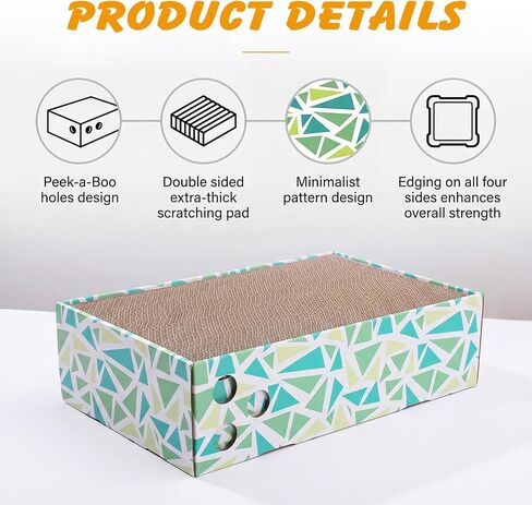 Cat Scratch Pad with Box, 5 Packs in 1 Cat Scratcher Board for Indoor Cats, Reversible Heavy-Duty Corrugated Scratching Board for Cats, Medium and Small Cats, Furniture Protection in Kuwait