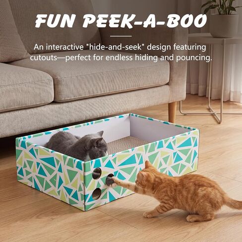 Cat Scratch Pad with Box, 5 Packs in 1 Cat Scratcher Board for Indoor Cats, Reversible Heavy-Duty Corrugated Scratching Board for Cats, Medium and Small Cats, Furniture Protection in Kuwait