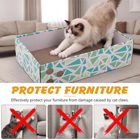 Cat Scratch Pad with Box, 5 Packs in 1 Cat Scratcher Board for Indoor Cats, Reversible Heavy-Duty Corrugated Scratching Board for Cats, Medium and Small Cats, Furniture Protection in Kuwait