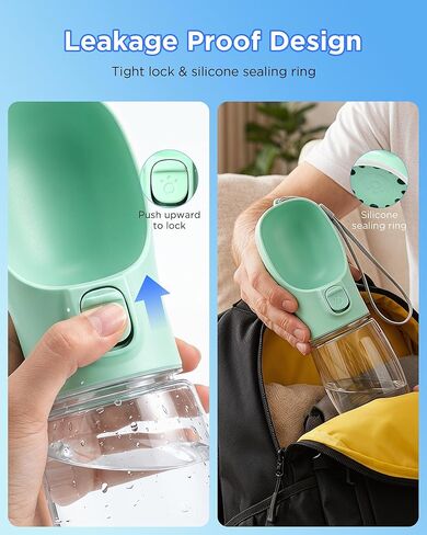 Portable Dog Water Bottle, Leak-Proof Pet Water Dispenser with Water-Saving Reflow, One-Hand Operation & Dishwasher Safe Travel Bottle for Walking, Hiking & Travel, Green in Saudi Arabia