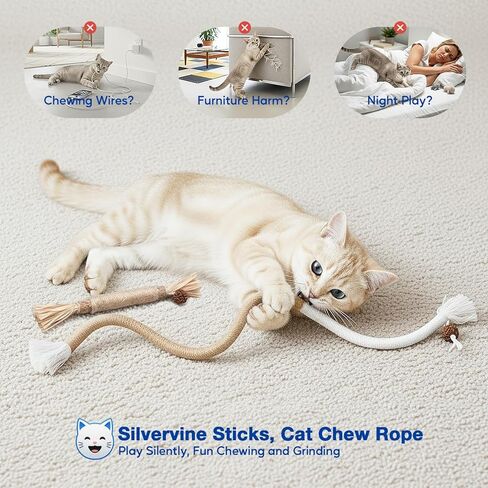 3-Pack Cat Chew Toys, Silvervine Sticks and Cat Chew Rope, Dental Care for Bored Indoor Cats, Interactive Toys with Refillable Catnip for Kittens Teeth Cleaning in Kuwait