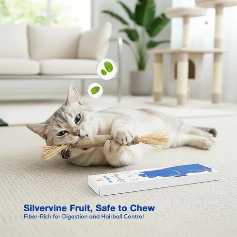 3-Pack Cat Chew Toys, Silvervine Sticks and Cat Chew Rope, Dental Care for Bored Indoor Cats, Interactive Toys with Refillable Catnip for Kittens Teeth Cleaning in Kuwait