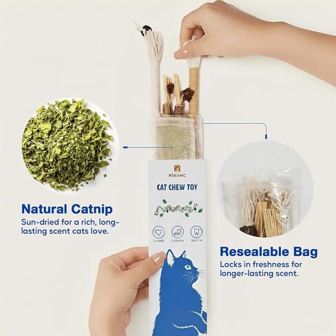3-Pack Cat Chew Toys, Silvervine Sticks and Cat Chew Rope, Dental Care for Bored Indoor Cats, Interactive Toys with Refillable Catnip for Kittens Teeth Cleaning in Kuwait