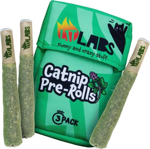 LIT LABS Cat Doobie 3 عبوات من ألعاب النعناع البري للقطط، ألعاب القطط المضحكة، ألعاب المضغ والركل الآمنة للقطط الصغيرة، هدايا تخفيف التوتر للقطط الداخلية التي تصيب مختلفًا in Kuwait